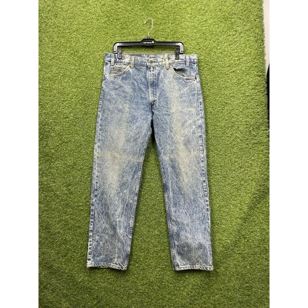 Vintage Levis 505 Orange Tab Jeans Mens 38x30 Workwear Acid Wash Blue Rare USA